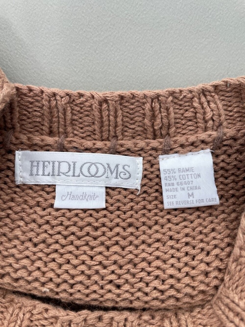 Vintage Heirlooms Sweater Medium Handknit Floral Crewneck Brown Deadstock NEW - Picture 5 of 8
